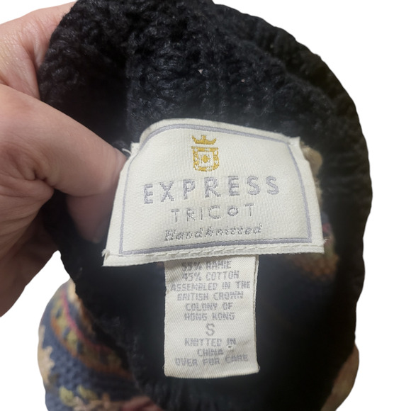 Express Tricot hand knit multicolor sweater, mock neck, size small - Picture 3 of 4